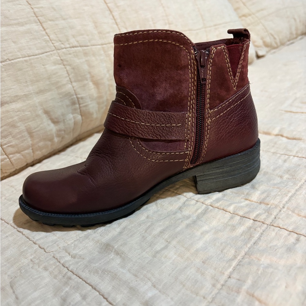 Earth Origins Women's Burgundy Ankle Boots with Side Zip